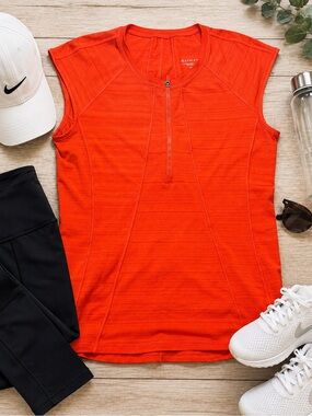 Athleta Women's Orange Sleeveless Zip-Front Active Top